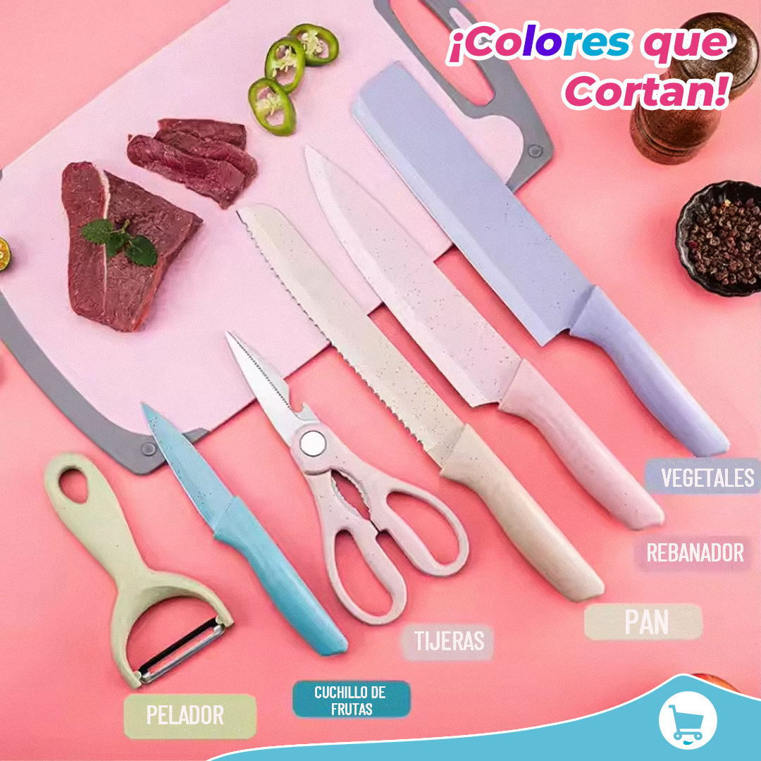 SET DE CUCHILLOS MULTICOLOR X 6 UNIDADES