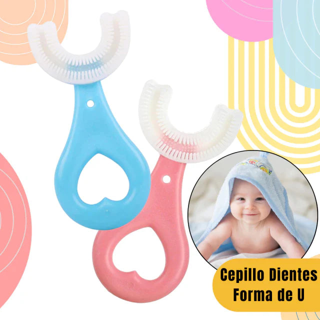 🎁 PROMO 2 X 1 CEPILLO DE DIENTES SILICONA FORMA U BEBE CERDAS SUAVE