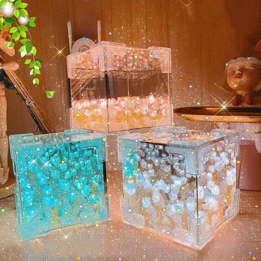 CUBO LÁMPARA MAGICA - TULIPANES